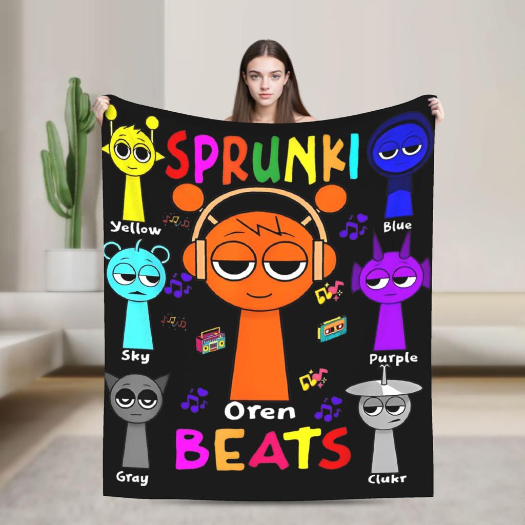 Sprunki Characters Game Blankets  Flannel Funny Breathable Throw Blanket for Home All Season