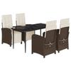 VidaXL Ensemble à Manger de Jardin avec Coussins 5 pcs, Table et Chaises avec Dossier et Repose-pied Réglables, Meubles 3212545