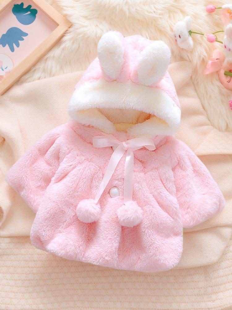 Girls' New Hooded Furry Cape Coat - Winter Faux Fur Shawl Sweater for Dolls