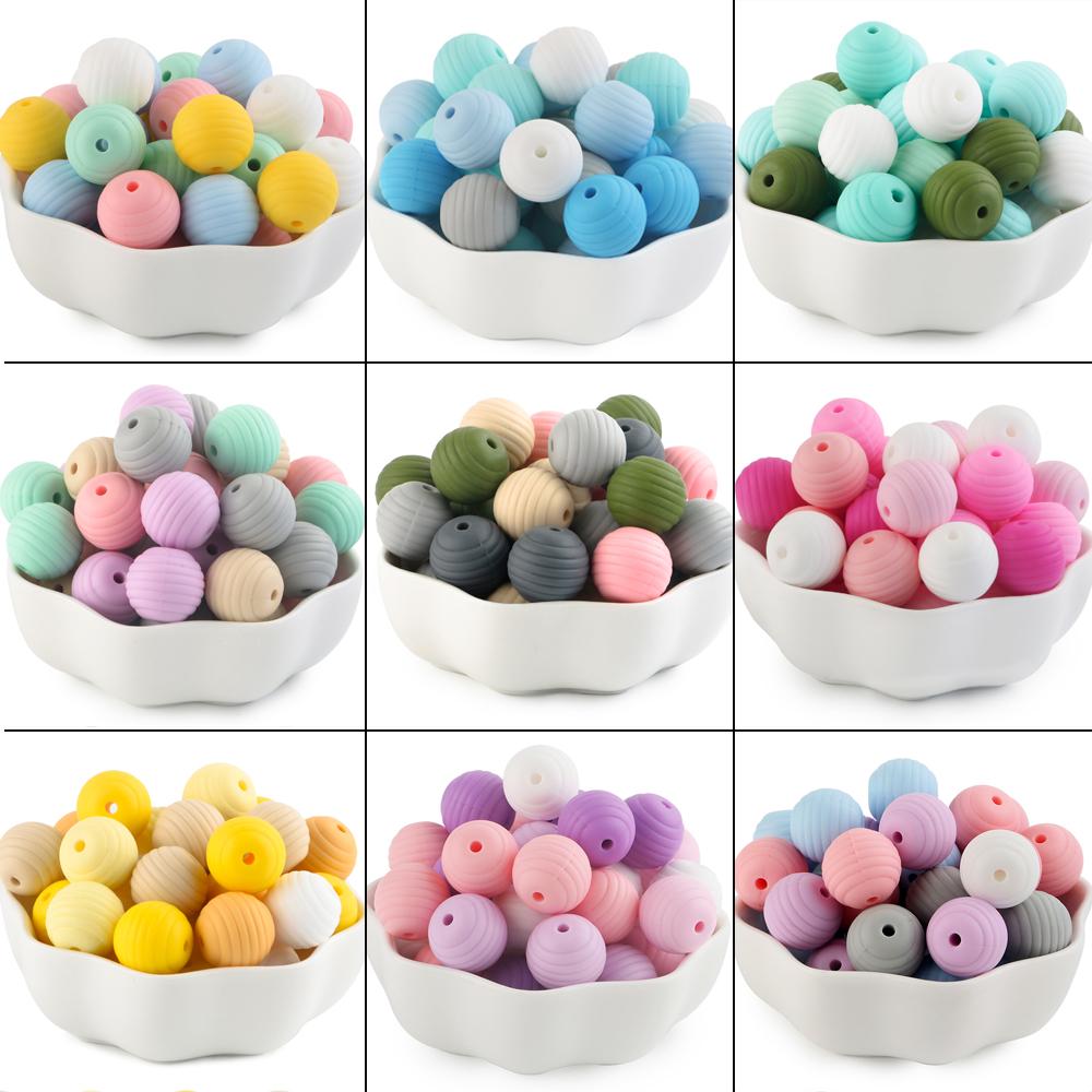 Kovict 25Pcs Threaded Silicone Beads 15mm Round Beehive Spiral Beads DIY Bracelet Necklace Accessories For Jewelry Marking
