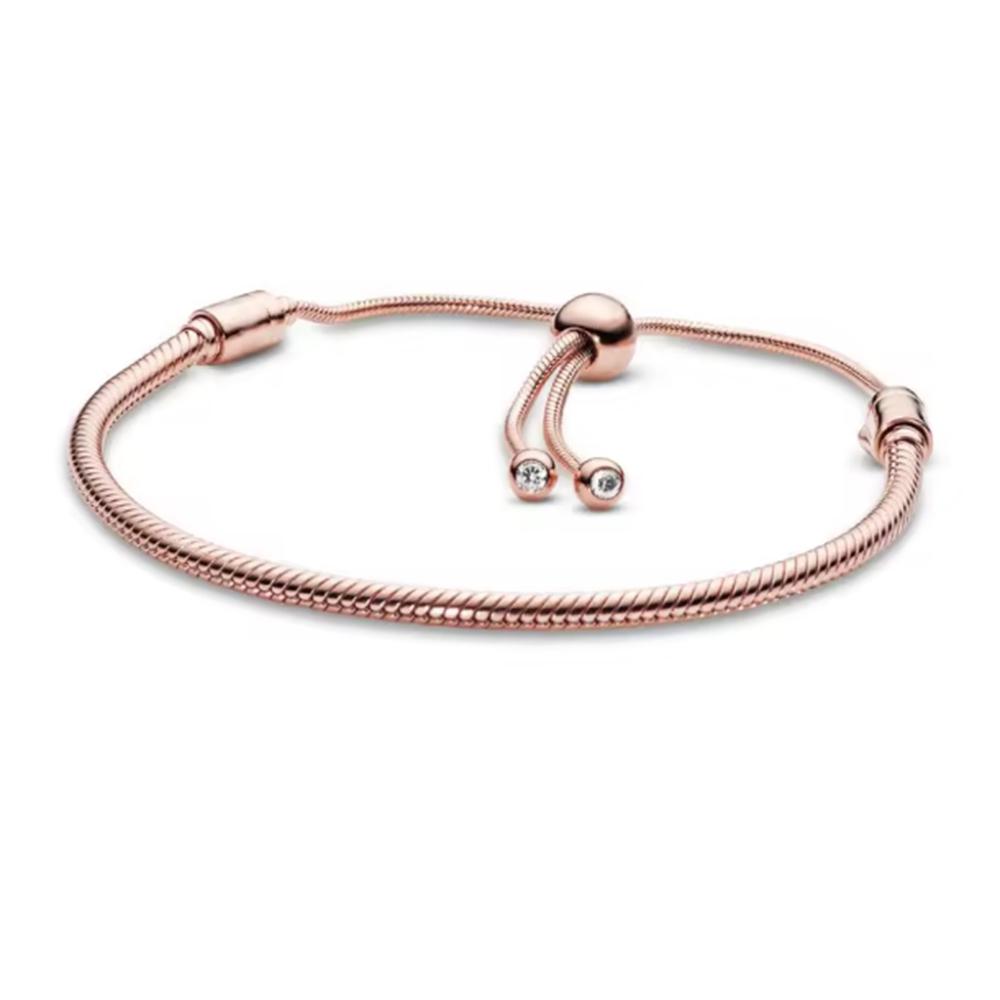 925 Silver Women's Bracelet with Heart T-shaped Buckle and Adjustable Bracelet, Fashionable DIY Jewelry Gift