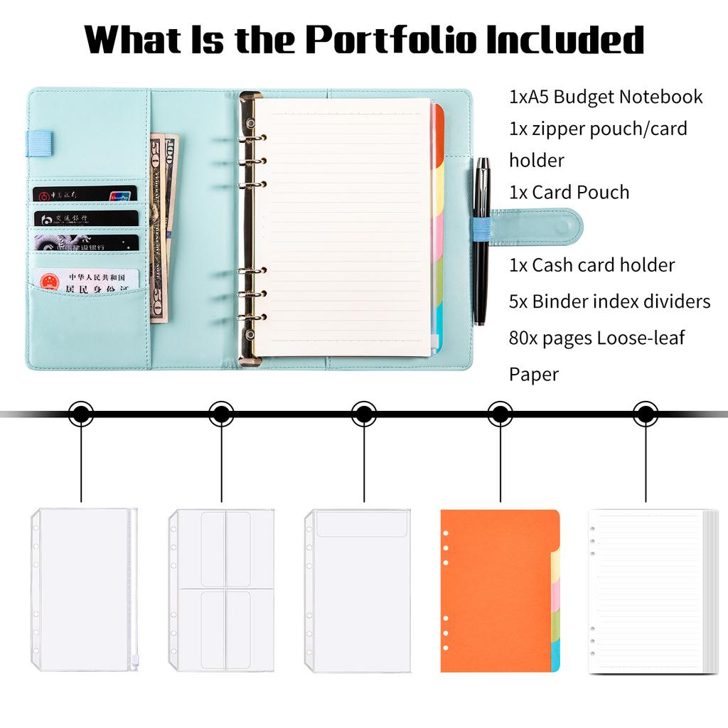 A5  With 80 Sheet Inner Line PU Leather DIY Binder Notebook Cover Diary Agenda Planner Paper Cover School Stationery