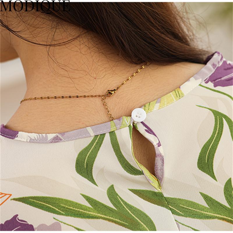 MODIQUE Spring Summer Plus Size Women Casual Loose Elegant Cotton Floral Print Puff Sleeve Blouse Shirts Lady Oversize O-Neck Long Sleeve Pullover