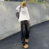American Street Jeans Men's Spring High Street Trend Brand Skinny Graffiti Art Loose Straight Pants