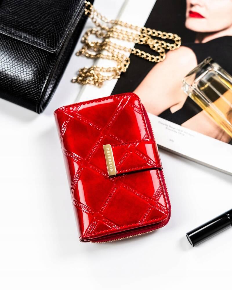 Women's wallet made of genuine leather with a snap and zipper closure - Peterson