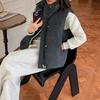 Short Down Cotton Vest Women Autumn Winter New Korean Fashion Sleeveless Stand Collar Zipper Vest Jacket Black Gray Waistcoat