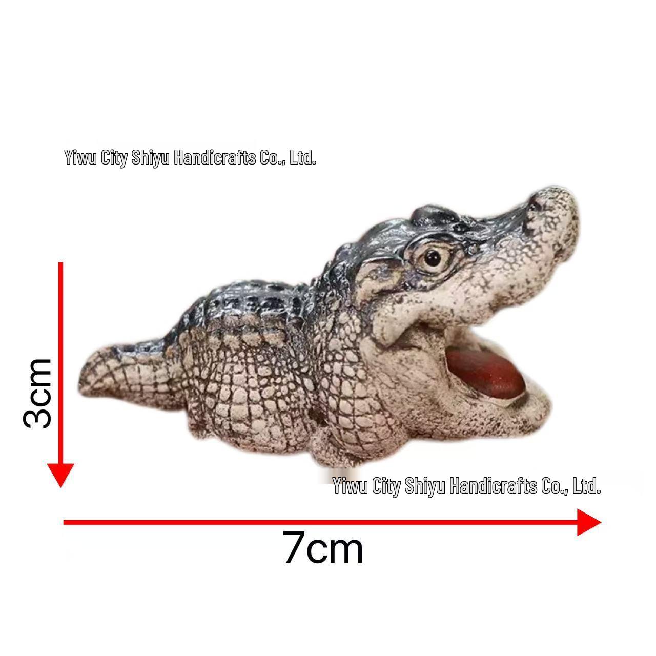

Mini Crocodile Tea Set Decoration - Cute Resin Desktop Ornament for Home Entrance Standing Little Crocodile
