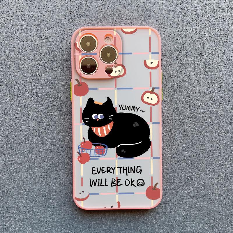 Cartoon Animal Cute Apple Cat Phone Case For iPhone 15 14 Pro Max Plus 17 16 Pro Max 13 12 Mini 11 Pro Max Shockproof Back Cover