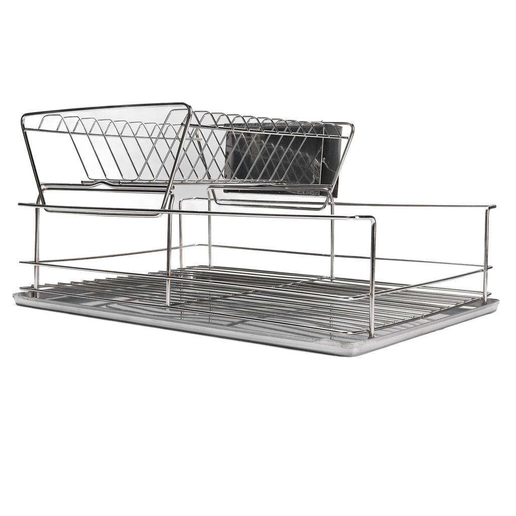 Dish Drying Rack Space Saving 2 Tier Dish Rack for Kitchen Counter Stainless Steel Dish Drainer with Cutlery Holder