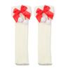 Fashion Velvet Bow Christmas Socks Warm Breathable Knit Leg Warmer Female Sweet Long Tube Socks