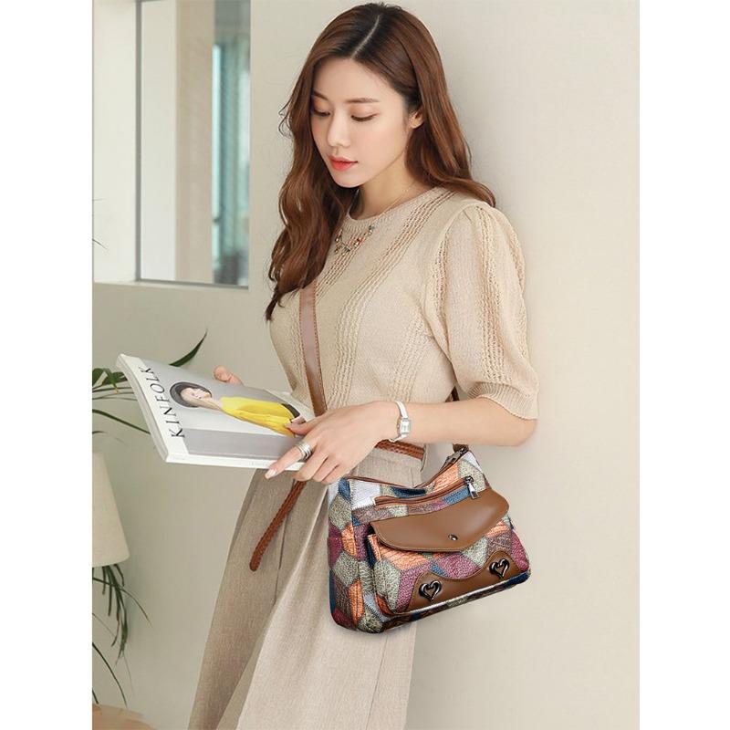 Geantă casual de umăr crossbody pentru femei, cu blocuri de culoare