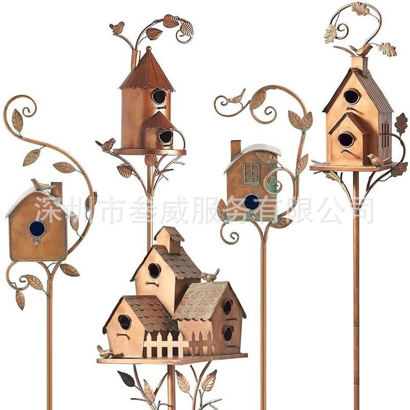 Căsuță de păsări metalică de grădină Ornament decorativ