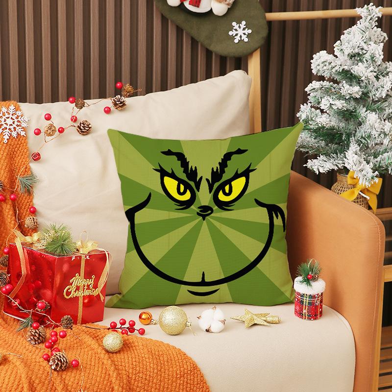 

Монстр с зелеными волосами Смешная наволочка Рождество Милый принт Подушка для сиденья Внутреннее украшение Диванная подушка 45X45cm (pillowcase only)