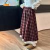 Girls' Plaid Wool Blend Midi Skirt - Autumn/Winter 2025 Fashion