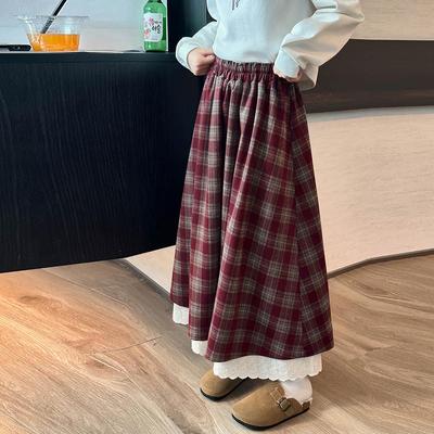 Gonna Midi a Quadri da Ragazza in Misto Lana - Moda Autunno/Inverno 2025