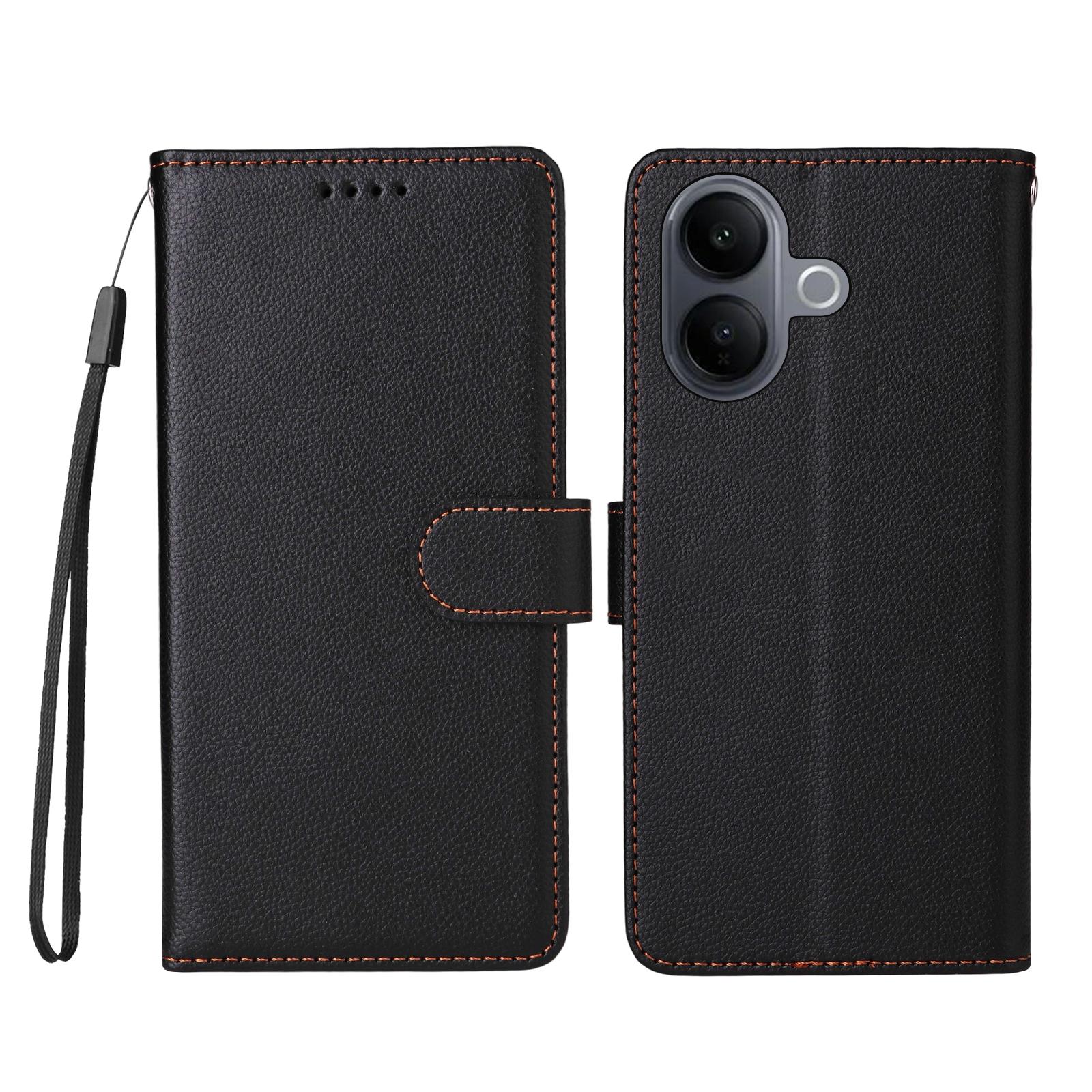 

For vivo V60 Lite 5G Case RFID Blocking 3 Card Slots PU Leather Phone Cover with Wrist Strap