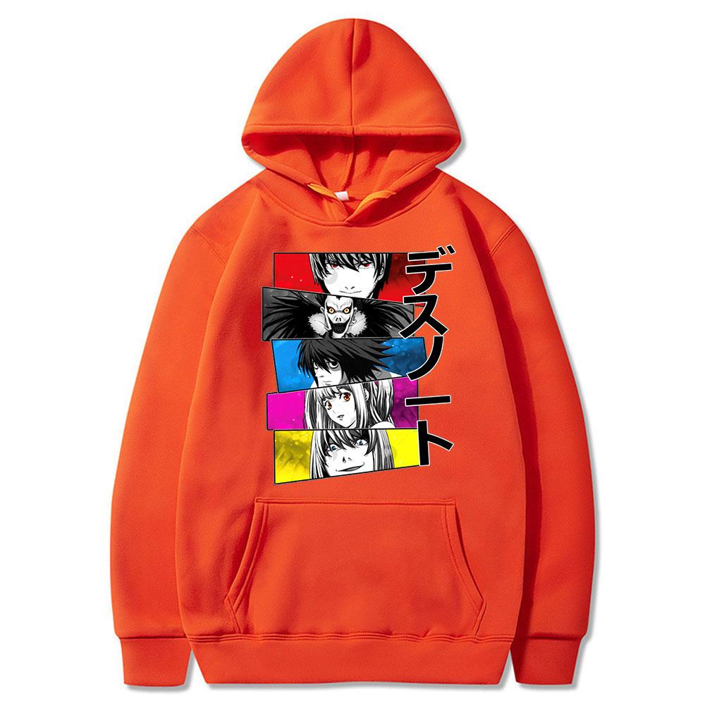 

Горячая толстовка с капюшоном в стиле аниме «Тетрадь смерти» Kira L Lawliet Yagami Light Misa Amane, толстовки с принтом, модные толстовки в стиле Харадзюку, пуловер с длинными рукавами 4XL оранжевый