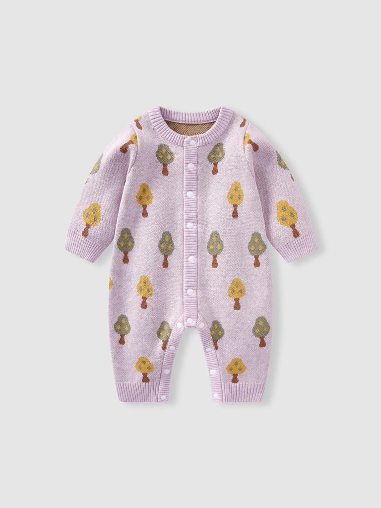 2026 Spring Collection: Newborn Baby Girls' Knit Romper - 100 Days Outdoor Wear