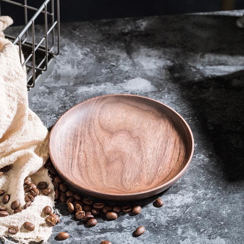 North American Walnut Cup Holder, Coffee Cup Saucer, Rectangular Round Solid Wood Coaster, Engraved Text