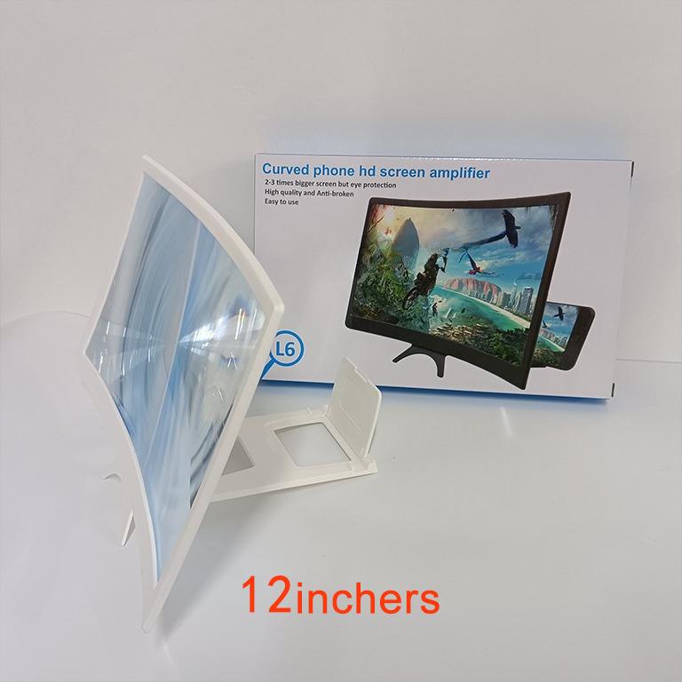 

12 Вигнутий екран-збільшувач для мобільного телефону 3D HD Збільшувальний проектор Екран Збільшувач для фільмів Відео Складана підставка-тримач для телефону білий