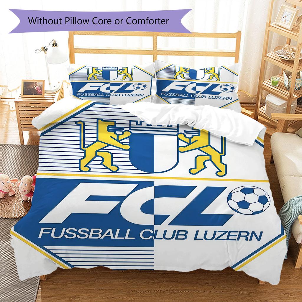 Set Copripiumino Trapuntato con Logo FC Luzern Federa Decorazione per la Casa Regalo di Compleanno (1 * copripiumino + 2 * federa, senza nucleo)