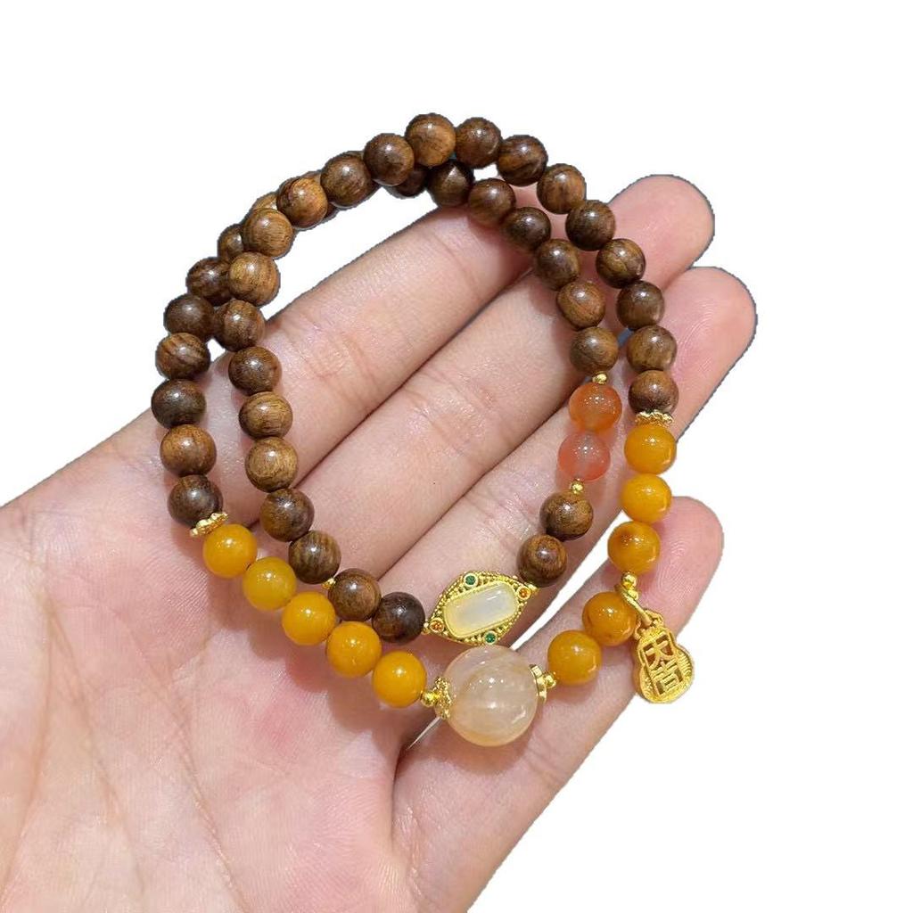 Karin Double Loop Beeswax Wood Bracelet - Stylish & Versatile Unisex Design