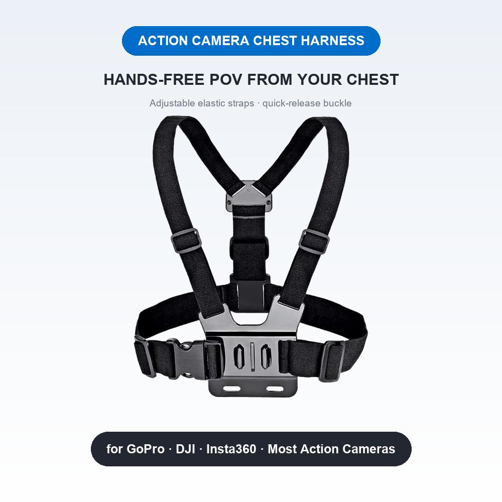 Chest Mount Harness Adjustable Elastic Body Strap for GoPro Hero DJI Osmo Insta360 SJCAM AKASO Action Cameras POV Cycling Skiing