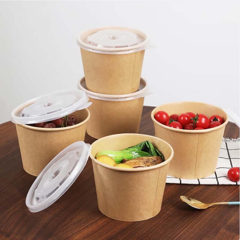 Fangcaodi Disposable Paper Take-Out Bowl with Lid