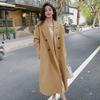 Women's Pink Woolen Mid-Length Loose-Fit Coat - 2023 Autumn/Winter Korean Hepburn Style