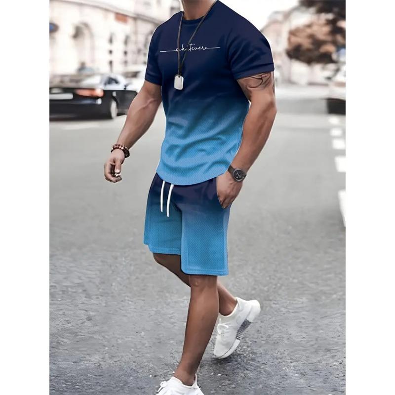 

Новый мужской комплект летней футболки с коротким рукавом, модный комплект из 2 предметов, спортивная одежда, повседневные шорты с 3D-принтом, толстовка, мужской спортивный костюм 2XL