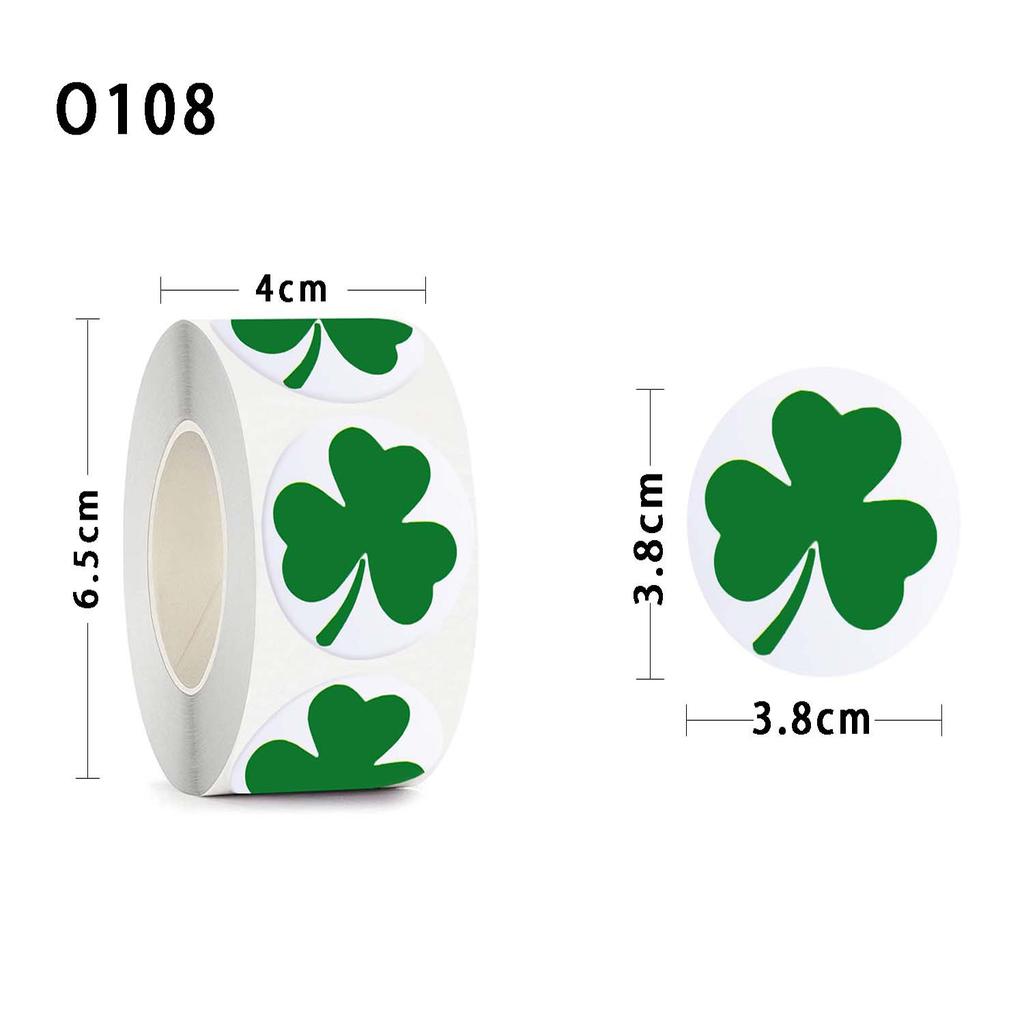 500 Stück/Rolle Kleeblatt-Aufkleber, St. Patrick's Day Shamrock-Aufkleber für Geschenkdekoration, Kinder und Schreibwaren