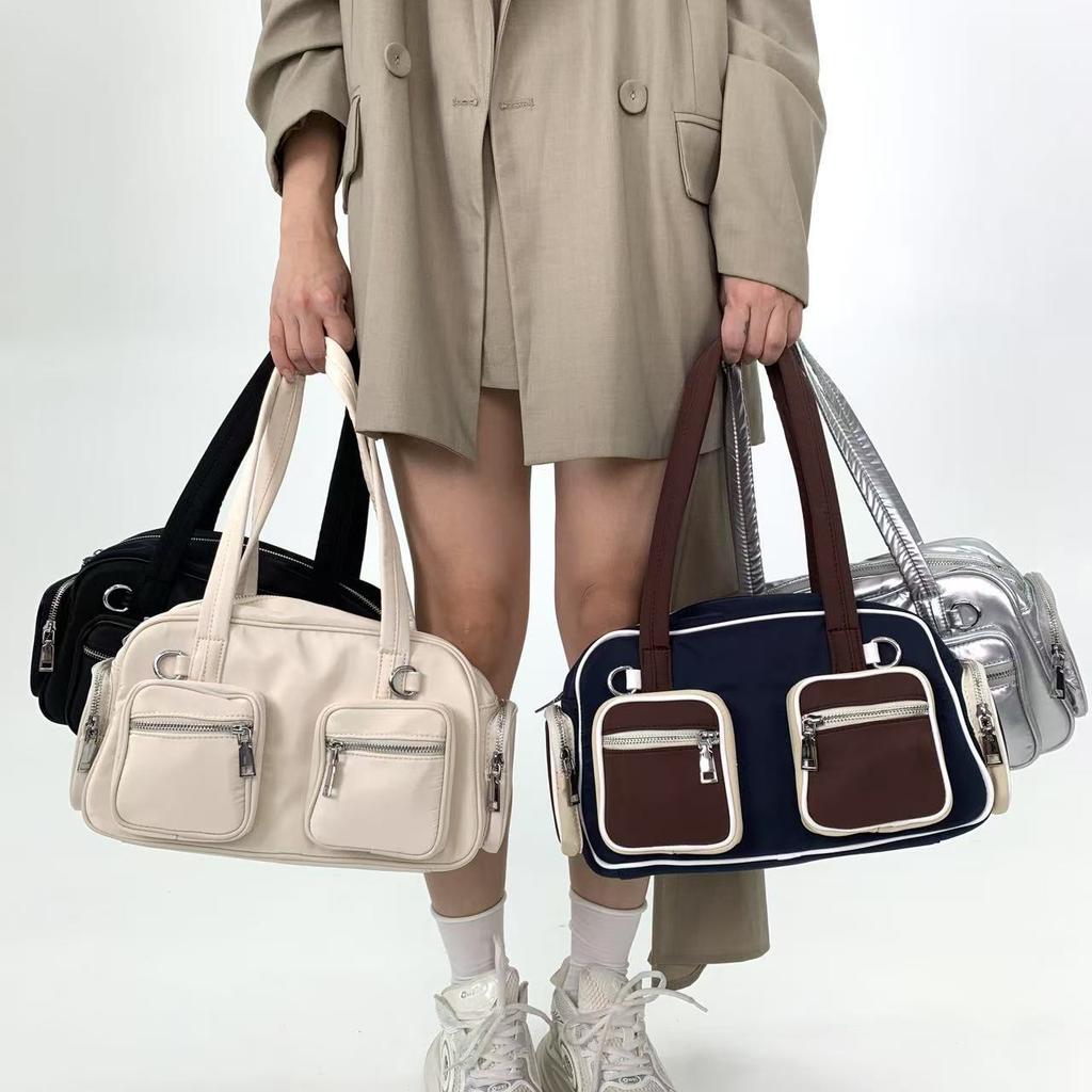 Women'S Vintage Boston Tote Multi-Pocket Niche Millennial Babes Shoulder Bag