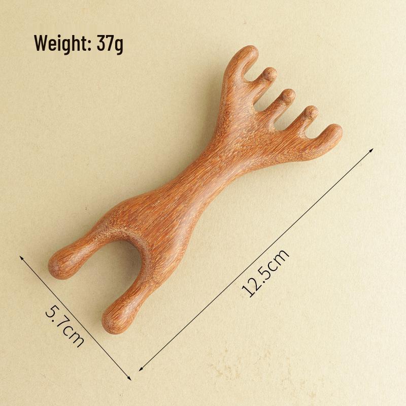 Sandalwood Massage Comb - Portable Wooden Scalp & Meridians Care, Engraved LOGO, Ideal Health Companion Gift