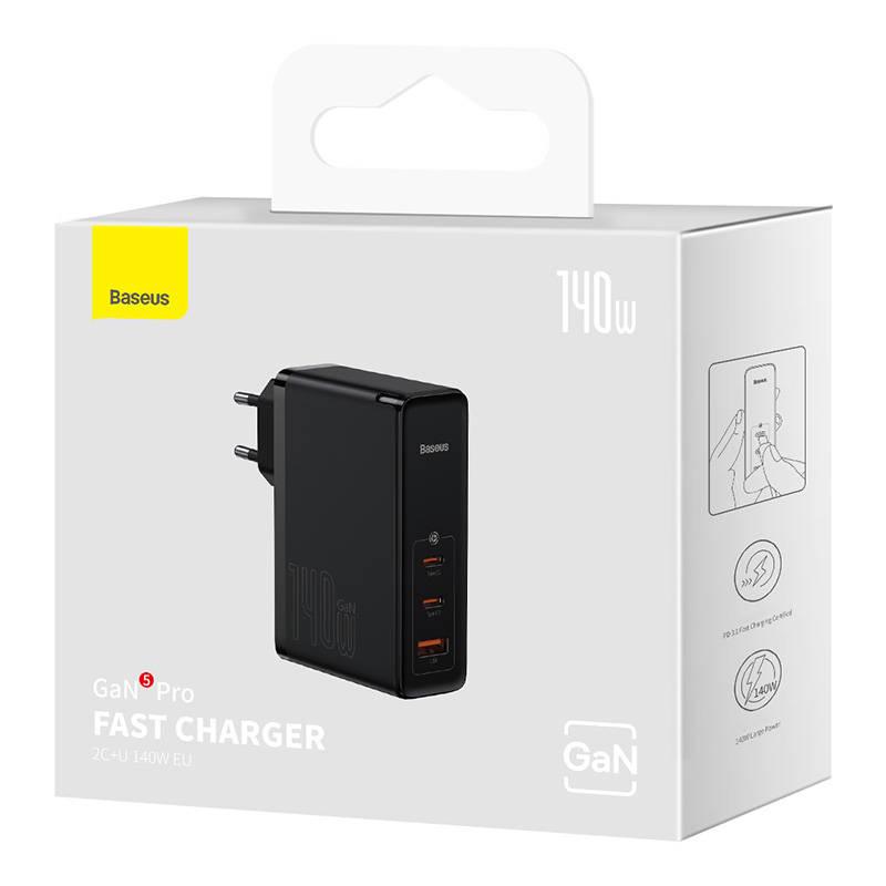 Ładowarka Sieciowa Baseus Gan5 Pro 2Xusb-C + Usb, 140W (Czarna)