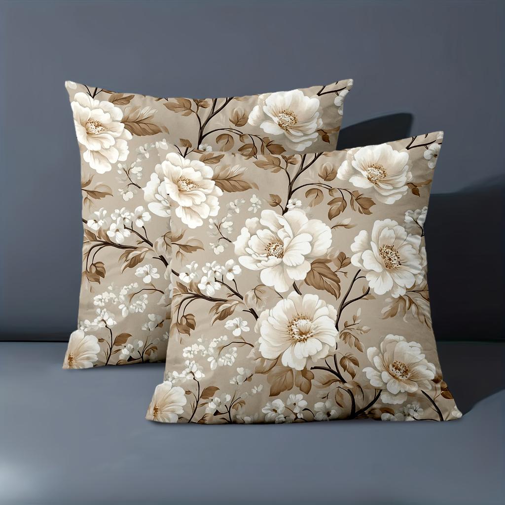 1 Pieces Beige Floral Patterned Throw Pillow Cushions Polyester pillowcase, sofa decorative cushion cov Headboard Pillow