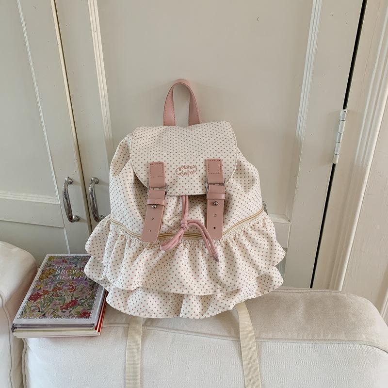 

Vintage polka dot ballet skirt girls casual commuting out sweet niche versatile backpack