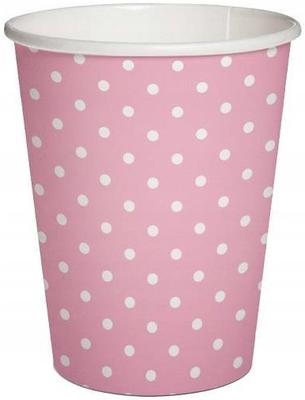Pink White Polka Dot Paper Cups 250Ml 8Pcs.