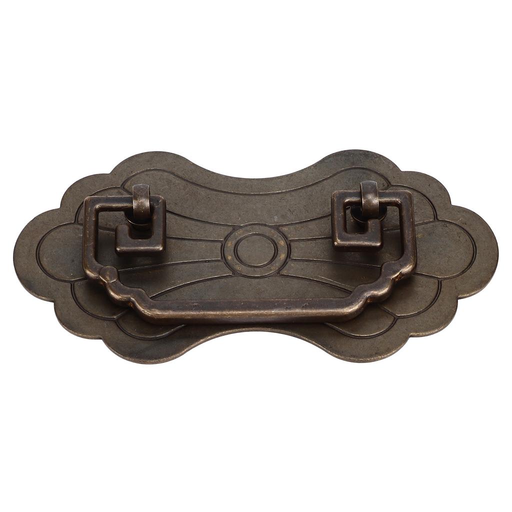 Starožitná zásuvková úchytka 12,8x7cm Květy bohatství Retro čínský styl Mosaz Vintage zásuvkové úchytky s