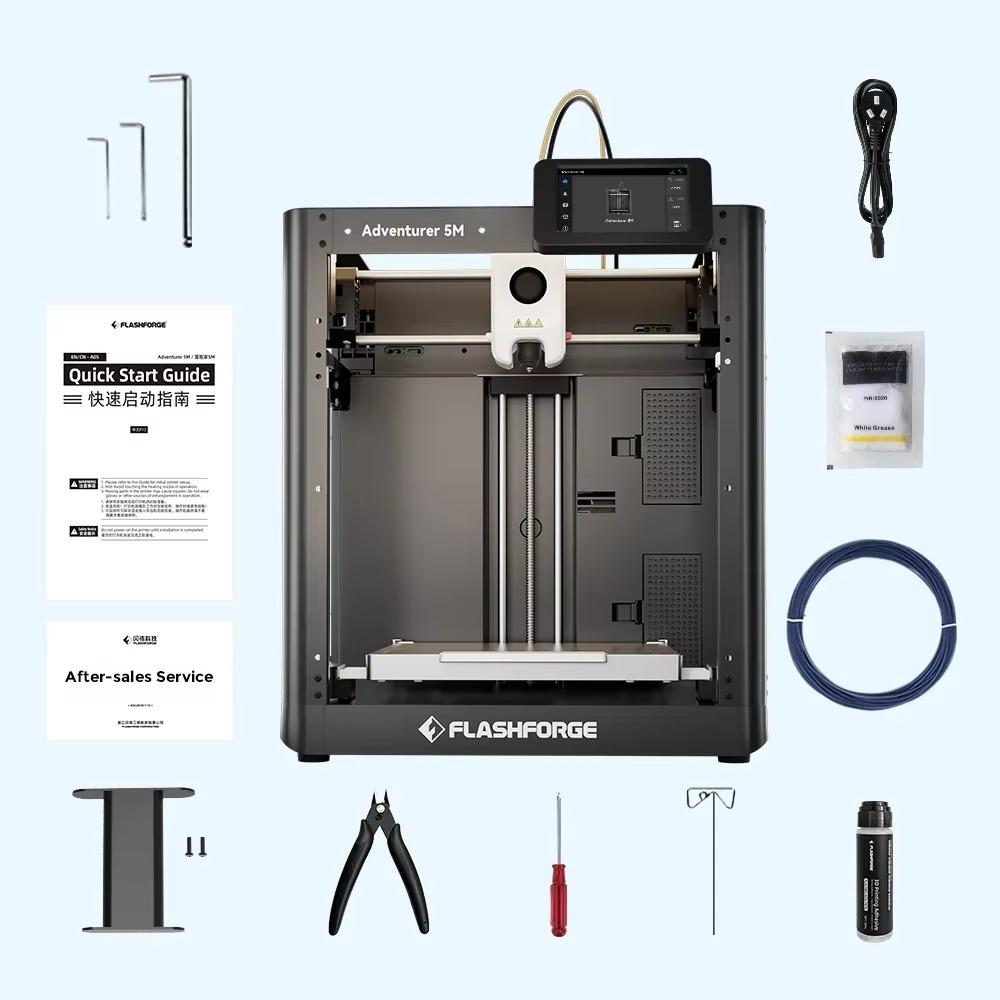 Flashforge Adventurer 5M FDM 3D Printer DIY Kit Max 600mm/s Fast High Speed Printing Out Of Box Quick Detachable Nozzle Dual fan