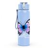 1PC Blue Purple Butterfly Art Print 750ml Color Plastic Sports Water Bottle Leakproof Flip Straw Lid Suitable for Sports Office Home Use