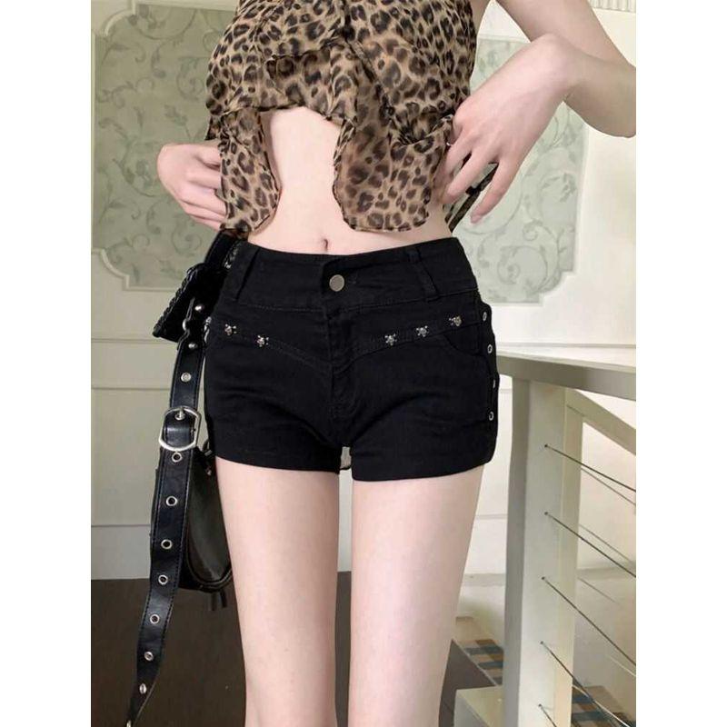 

Модные черные горячие джинсовые суперкороткие шорты женская одежда лето сексуальные сексуальные шорты с низкой посадкой облегающие шорты модные Black (no Matching Belt) L