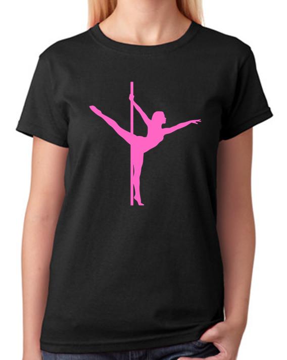 Pink Ballet Dancer Silhouette Ladies T-Shirt Dance Lover Graphic Tee S