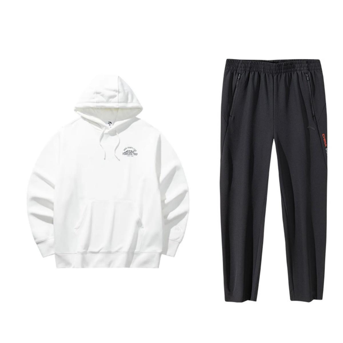 

Anta Loose Fit Hooded Sweatshirt And Straight Leg Warm Joggers Set Men Activewear 152448701N-1+152447512S-1 XXXL