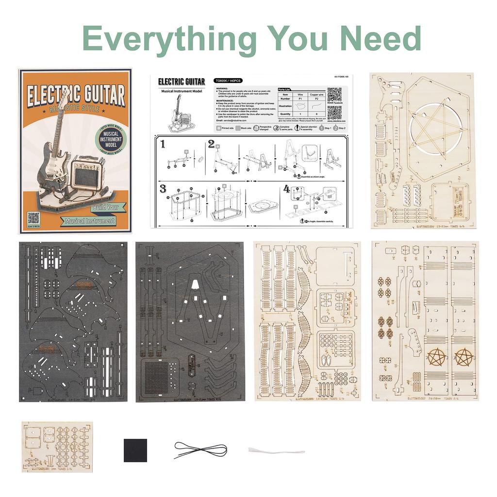 Robotime 3D Holz Bastelbausatz DIY Kreativität und Dekoration Geschenk für Erwachsene und Musikinstrumenten-Serie Puzzle, Bausatz, Modell, Konzentration, Kinder,