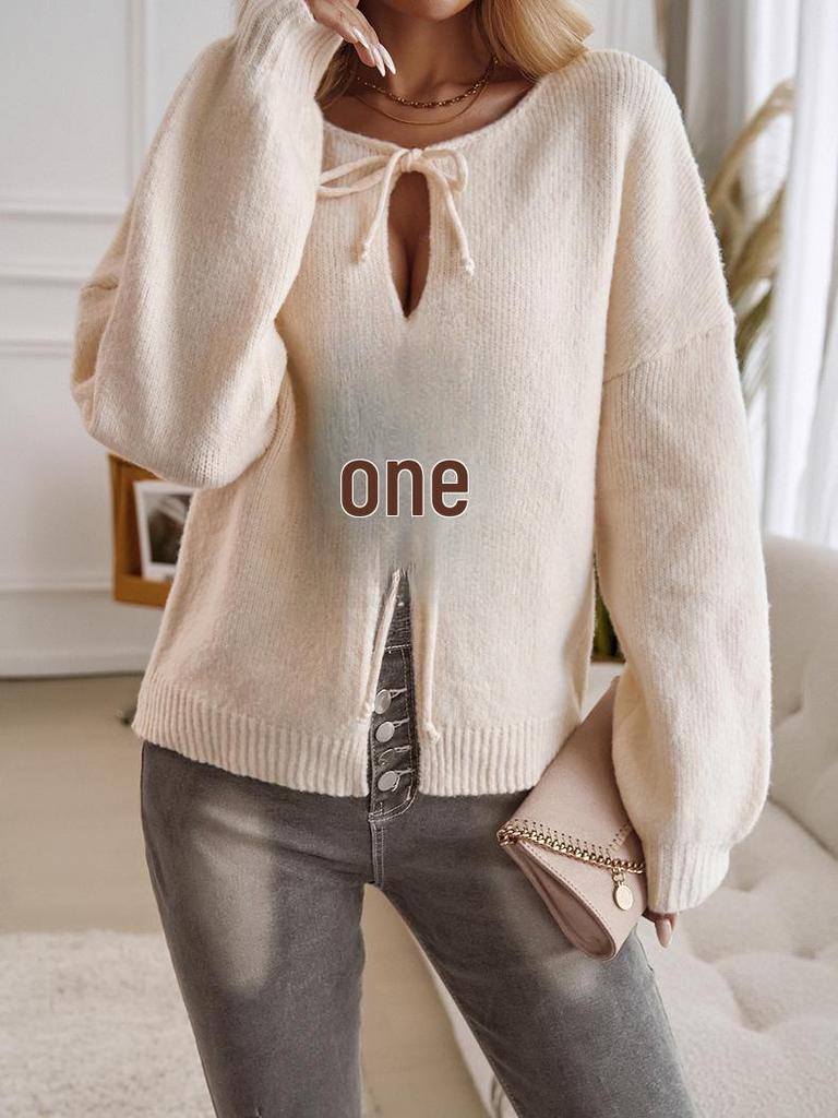 Diyun 2024 Autumn/Winter Women's Casual Lace-Up Cardigan Sweater