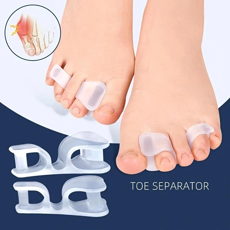2pcs Hallux Valgus Foot Care Pedicure Silicone Gel Straightener Two Hole Toe Separator Fingers Protector Bunion Adjuster