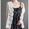 Summer Women Lace Vest Loose Cut-out Cardigan Vest Bohemian Style Cotton Woven Open Front Vest Thin Outwear