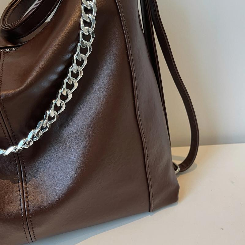 Fashionable Chain Decor Tote Bag Leather Crossbody Bag Multi-functional Backpack Suitable Travel for Daily Shopping Weekend Travel and Other Scenes