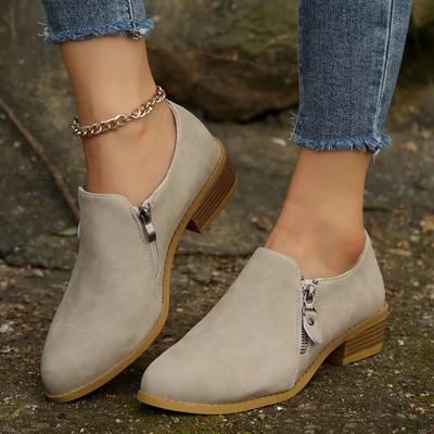 Damen Slipper Schuhe Winter Neuer Trend Niedrige Absätze Stiefeletten Chelsea Frau Lässig PU Leder Damen Arbeitsschuhe Mujer Zapatos