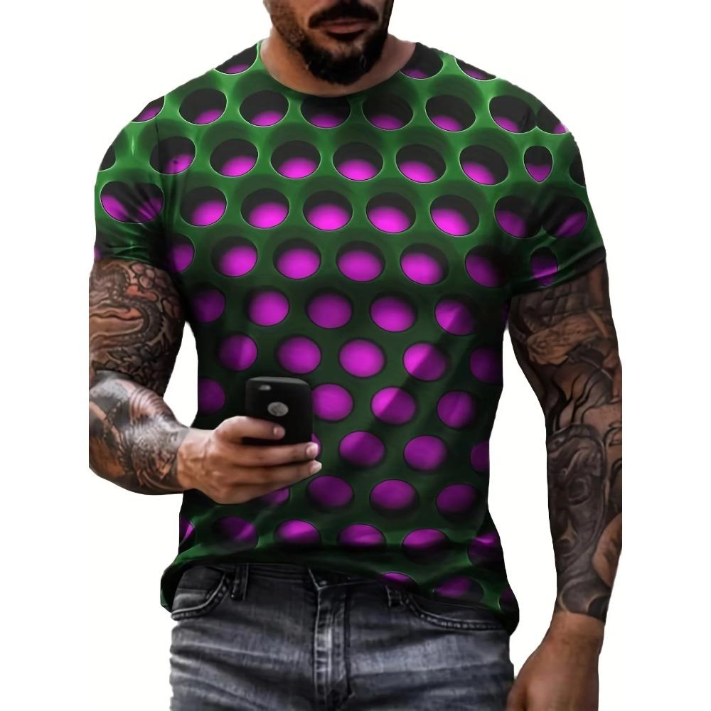 Letní pánská trička Optical Illusion 3D tisk Grafika Tričko s kulatým výstřihem Pro volný čas Topy s krátkým rukávem Streetwear Móda Oblečení